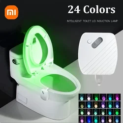 Xiaomi-toilettenschüssel mit Hintergrundbeleuchtung, Bewegungsmelder, WC-Sitz, Nachtlicht, 24 Farben, wasserdichte Hintergrundbeleuchtung, Batterie IP65, für Toilettenraum