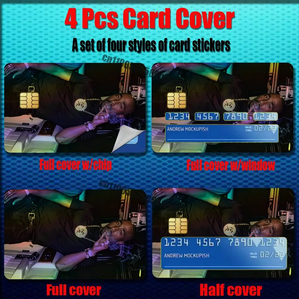 For Tupac Shakur Credit Bank Sticker ID Access Card Cover Skin Rainbow Color Laser Stickers Film