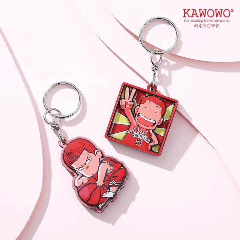 Llaveros de dibujos animados de anime Slam Dunk, colgante de coche, bonito mochila Sakuragi, adornos, colgantes creativos 3D de madera, regalo de Navidad