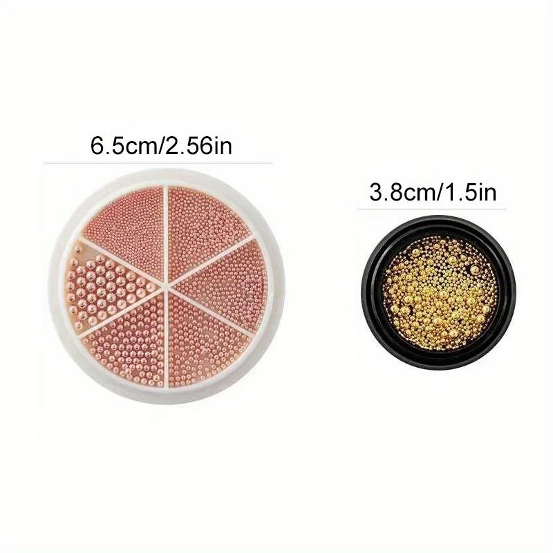 Mini Stainless Steel Caviar Beads Nail Art Decorations Silver Rose Gold Micro Ball Charm Gel Polish Tips Manicure Rhinestones