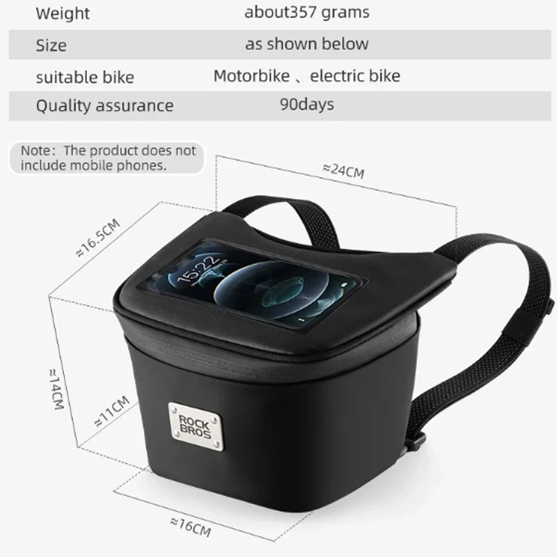 Electric motorcycle scooter Handlebar Tool Bag Front Dashboard Bag Visual Touch Screen Phone Bag Commuting Bag Waist bag
