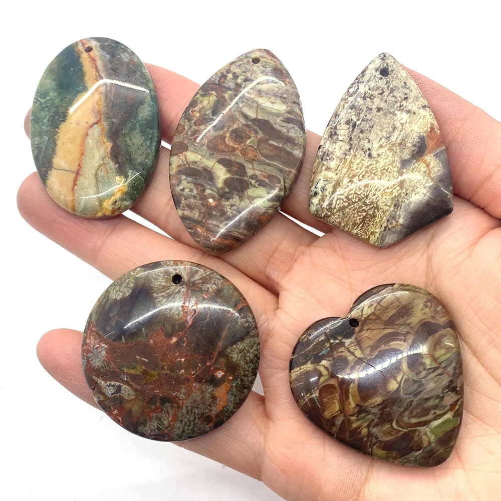 

5pcs Natural Stone Agate Necklace Pendant Tourmaline Reiki Healing Amulet Pendants for DIY Jewelry Making Men Women Accessories