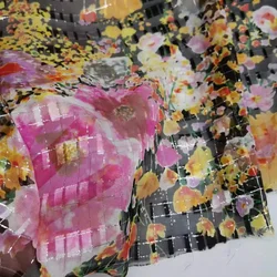 Jacquard 100% Silk Floral 6mm Somalia Dirac Hijab Cosplay Dancing Saree Fabric