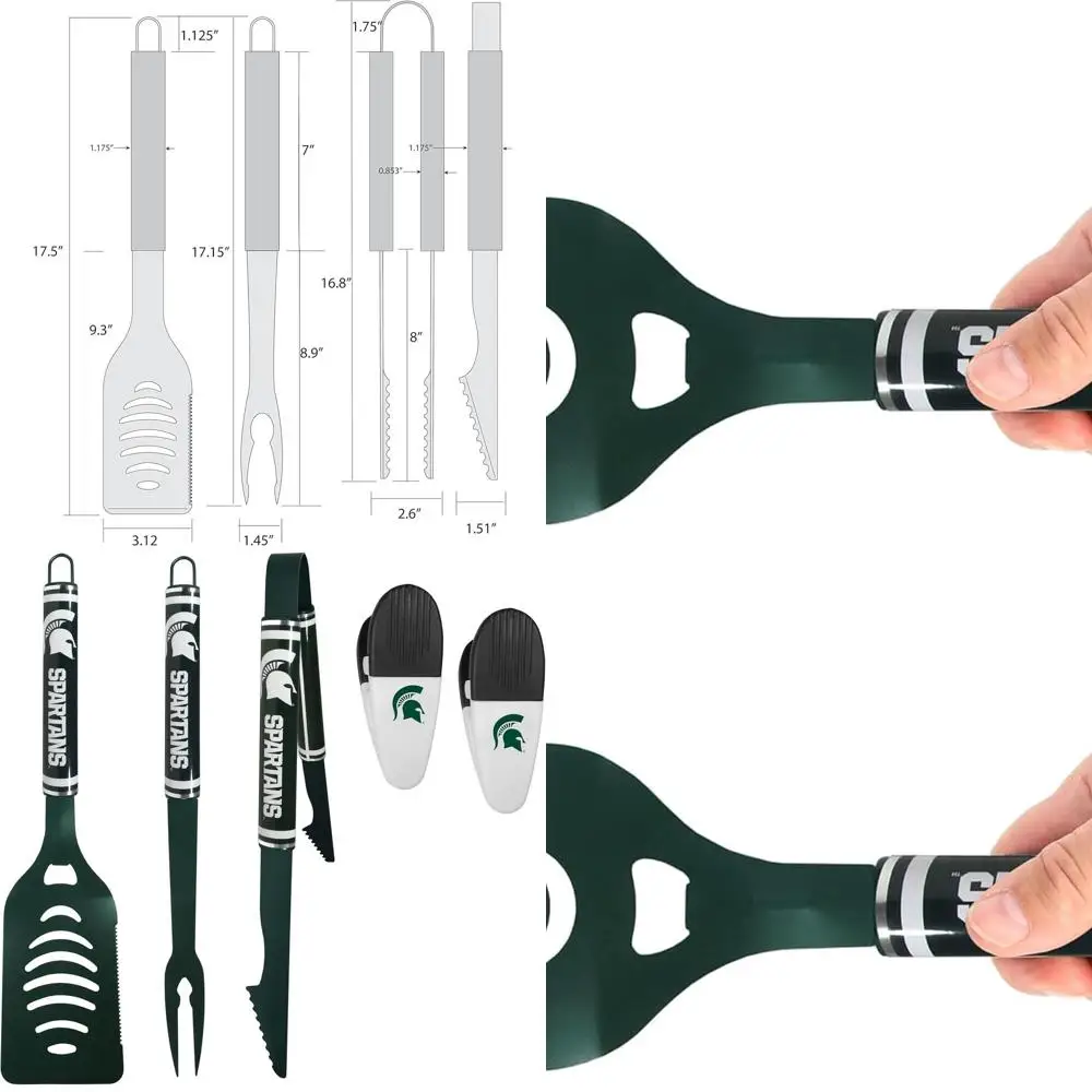 

Michigan State Spartans 3-Piece BBQ Tool Set with Chip Clips, Team-Colored, One Size