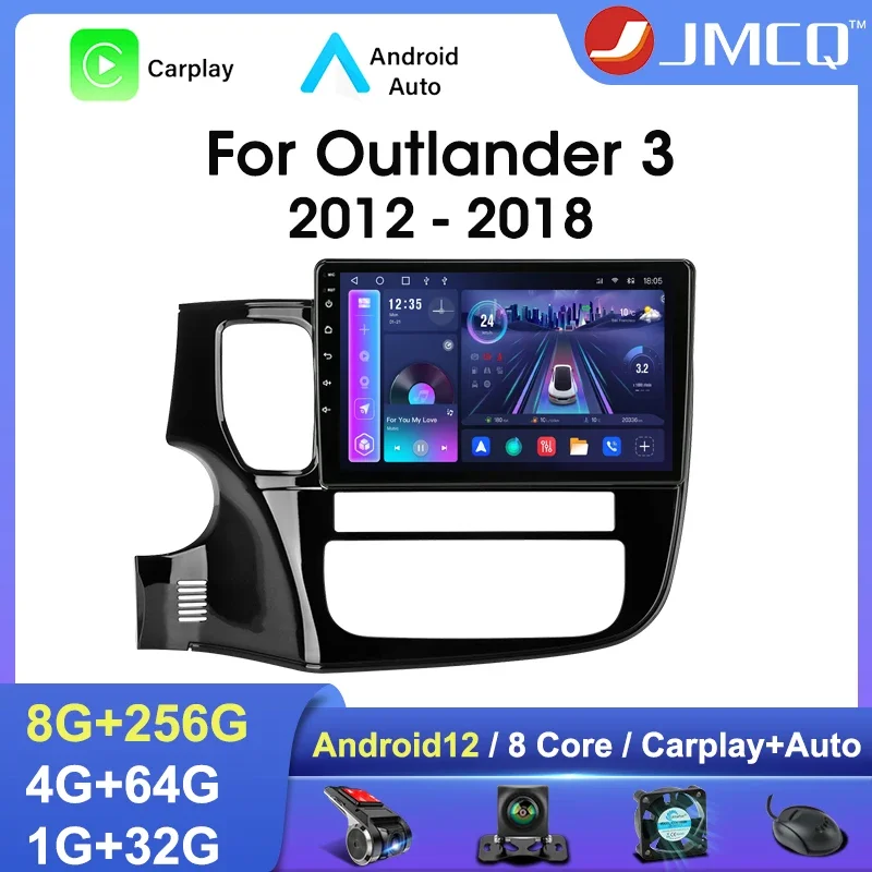 

JMCQ 10.1" Android 12 Car Radio For Mitsubishi Outlander 3 2012-2018 4G Carplay 2din Multimidia Player Navigation GPS Head Unit