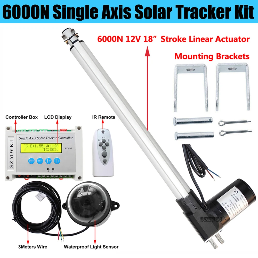 Singleaxis Rastreador Solar dc 12v Rastreador Solar com Atuador Linear de 18 e Controlador para Painel Solar Eletrônico Pista de Luz Solar