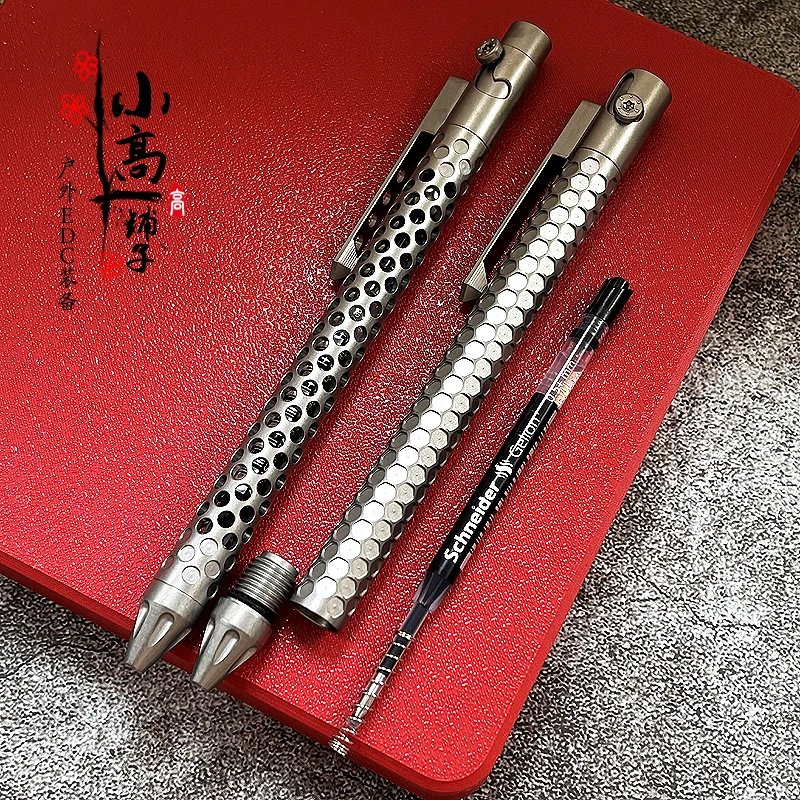 U-lock Press Titanium Alloy EDC Mechanical Self Defense Survival Safety Tactical Pen Tools Pen Stationery Gifts