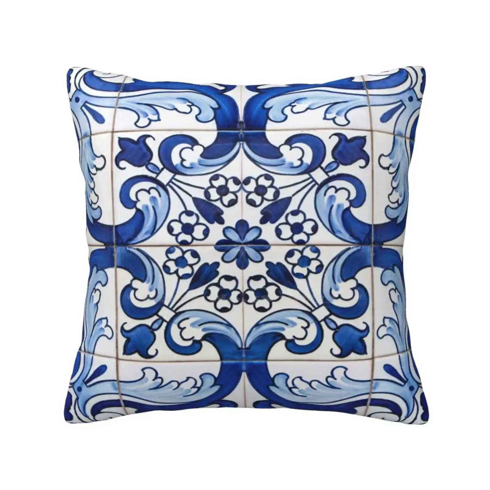 Antique Classic Lisbon Blue Azulejo Tile Floral Pattern Soft Comfortable Pillowcase Azulejos Portugal Azulejos Murales Mural