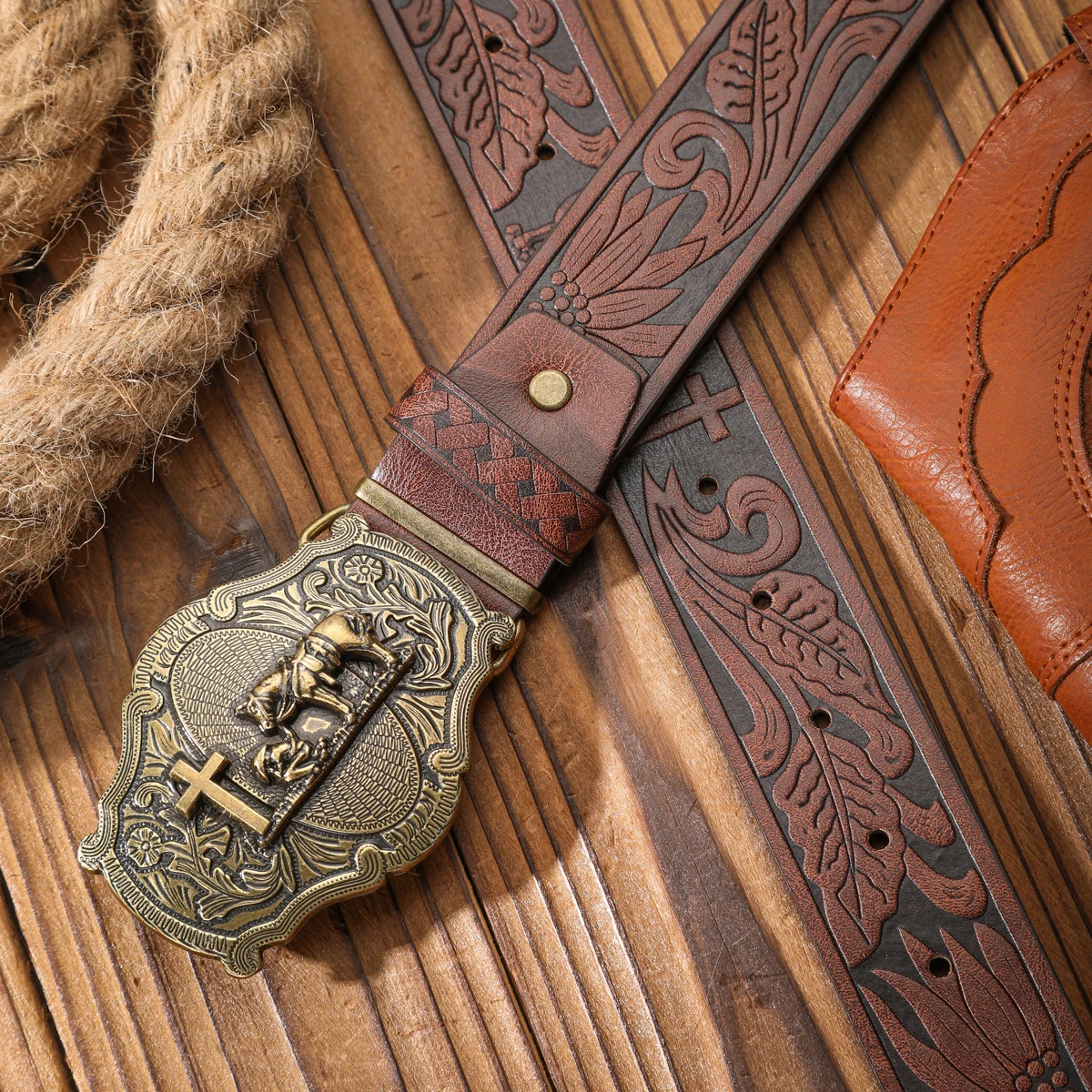 1pc PU Belt Suitable for Both Men and Women, Combining the Style of Western Denim and Retro, Is Perfect for Daily Casual Outings