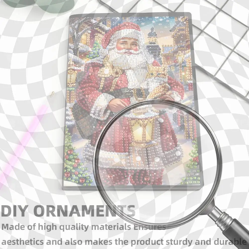 

Santa Claus A5 Size Diamond Painting Notebook Set with 4Pcs Bookmark Gift