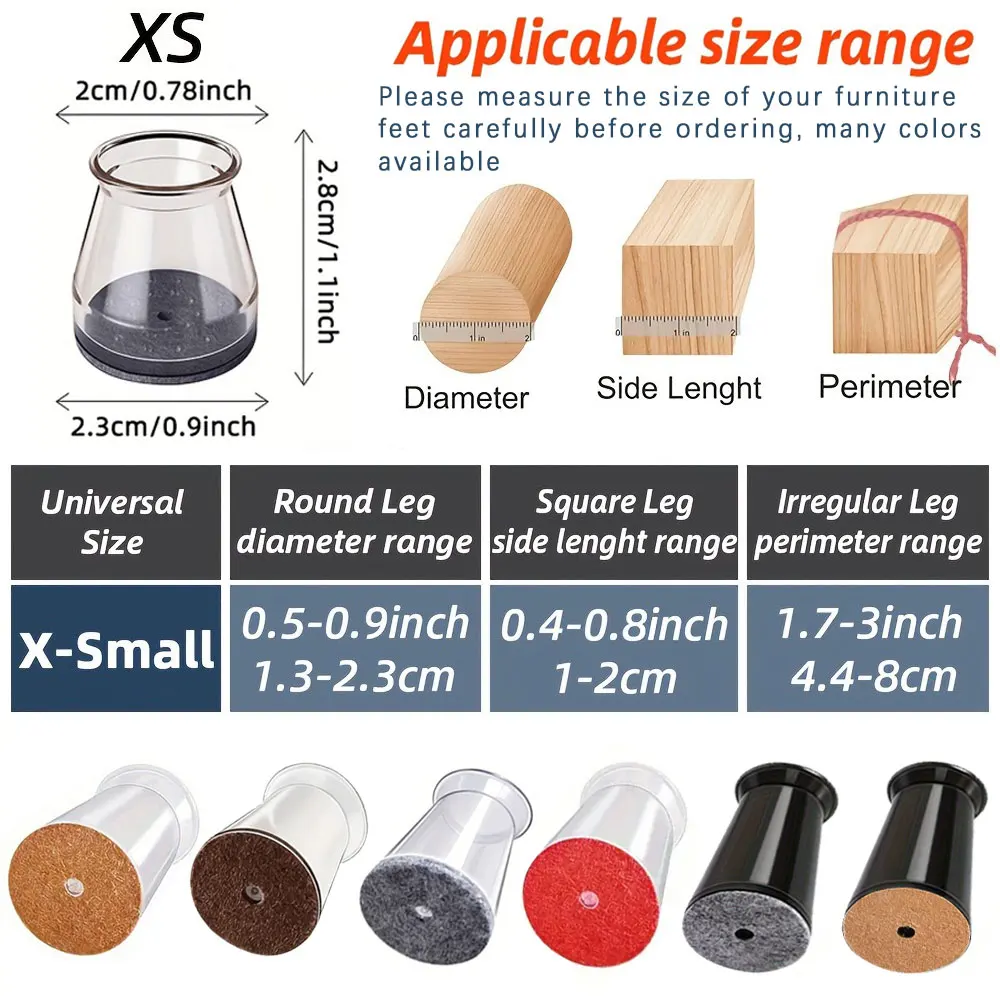 20個の極小椅子脚フロアプロテクター、床を保護するシリコンカバー、堅木張りの床用バースツール脚プロテクターキャップ