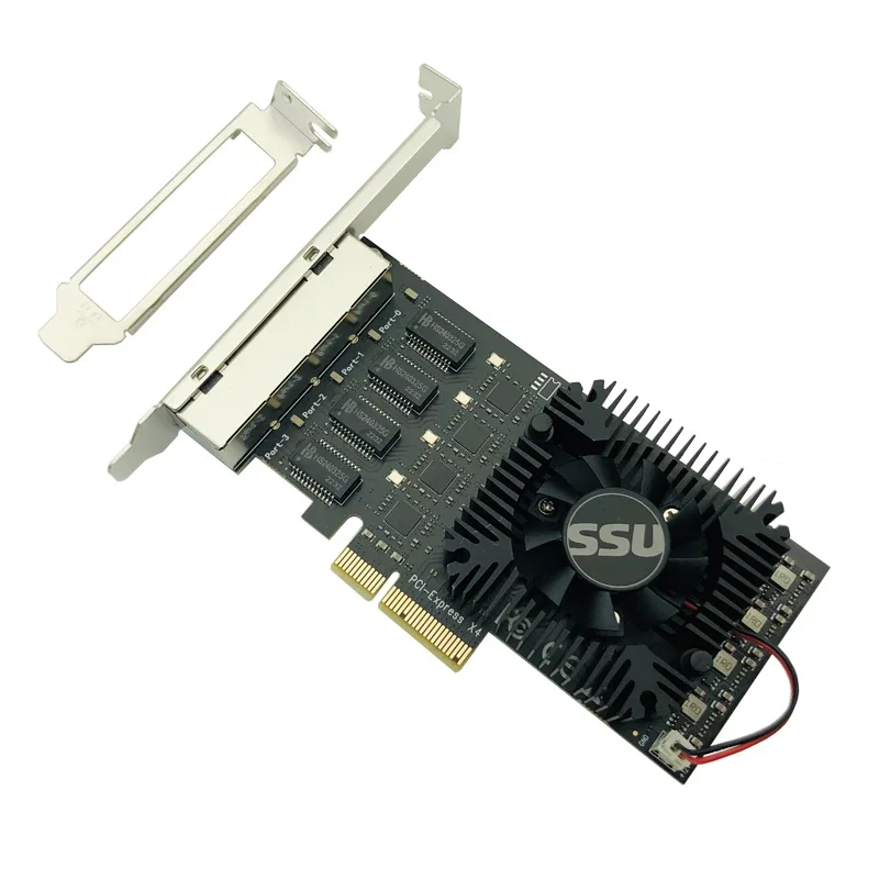 Nuevo adaptador de tarjeta de red de 2,5 Gbps Ethernet de 2,5 Gb 4 puertos RJ45 PCIE PCI Express X4 tarjeta LAN de 2500Mbps Chip RTL8125B con ventilador de refrigeración