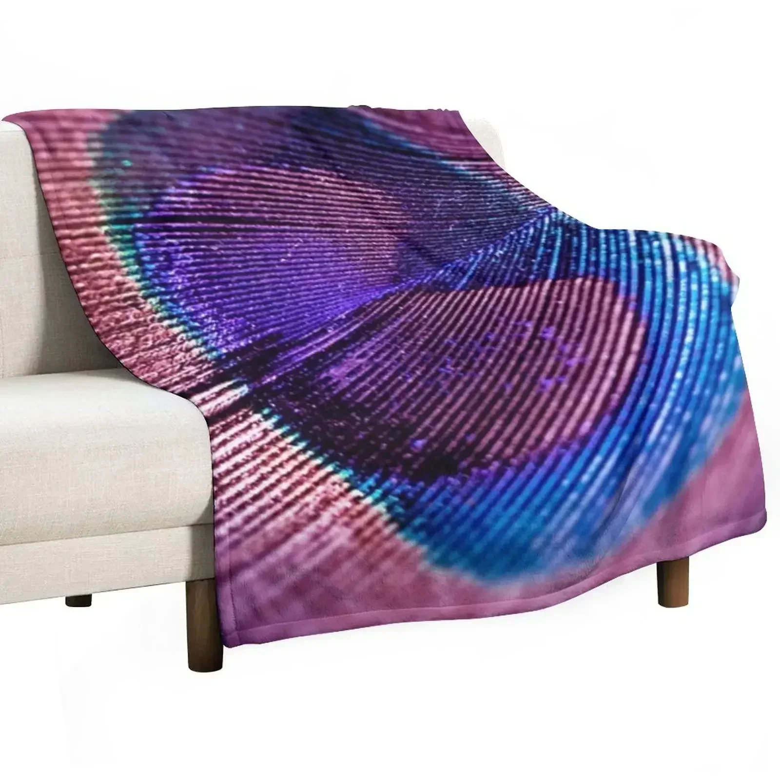 New Purple Peacock Feather Throw Blanket Cute anime Travel Fashion Sofas Blankets