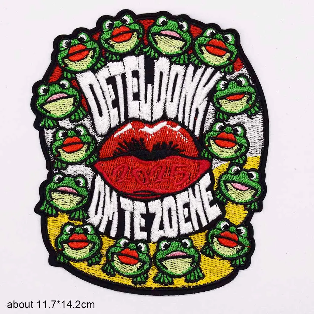 Red White Yellow Embleem 2025 2024 Oeteldonk Omerrumt Oe Frog Carnival Netherland Iron On Embroidered Clothes Patches