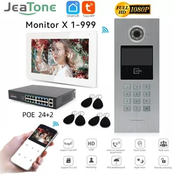 Jeatone-intercomunicador de vídeo TUYA de 7 pulgadas, sistema de acceso remoto para el hogar, 1080P, WIFI, timbre, cámara