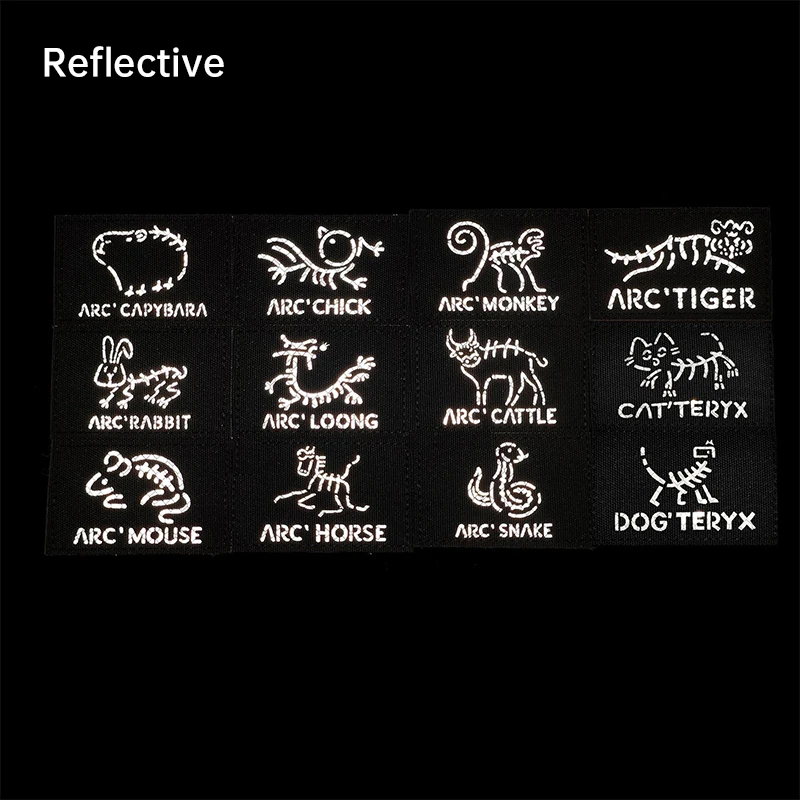 Animal badges tiger Laser Engraving IR Reflective Armband Fun Armband Skeleton Cat Morale Skeleton Dog Outdoor Backpack Patch