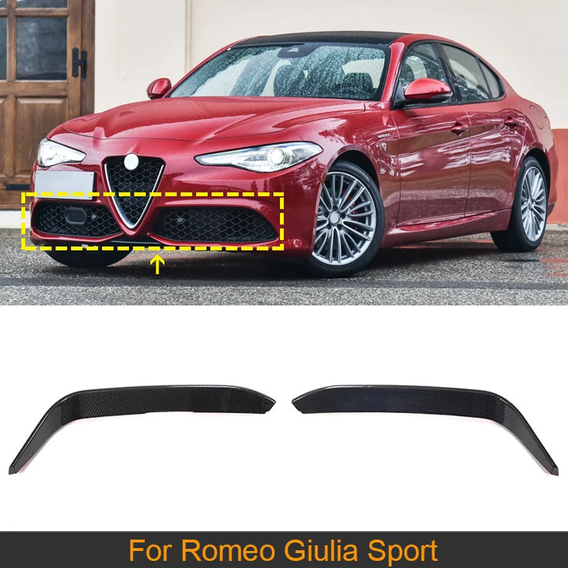 Carbon Fiber Front Bumper Fog Light Covers For Alfa Romeo Giulia Sport 2016 - 2020 Car Front Bumper Fog Lamp Trim Splitters