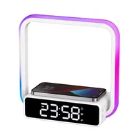 Smart Home Gadgets Bedside Touch control 7 color night light alarm Clock Led Table lamp Wireless Charger