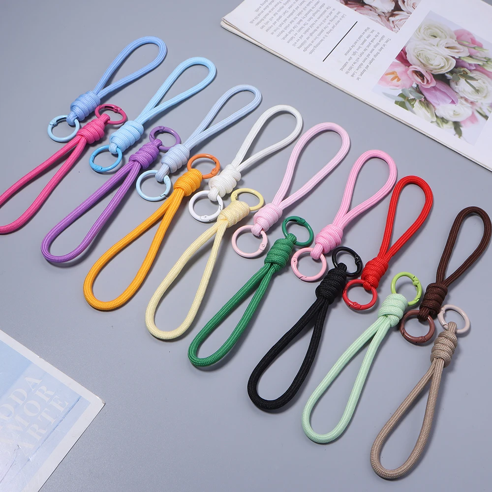 5Pcs Colorful Braided Lanyard Keychains Handmade Anti Lost Knot Rope Strap For Car Keychains Making DIY Phone Chains Accessories image 6