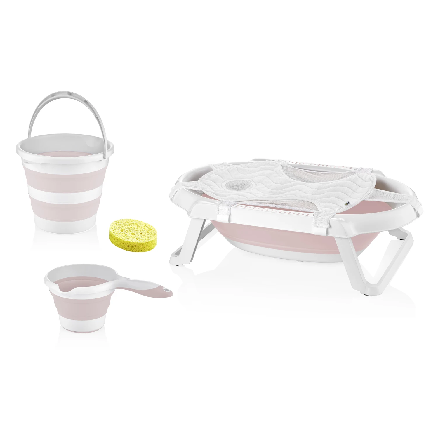 Set da bagno pieghevole di colore rosa