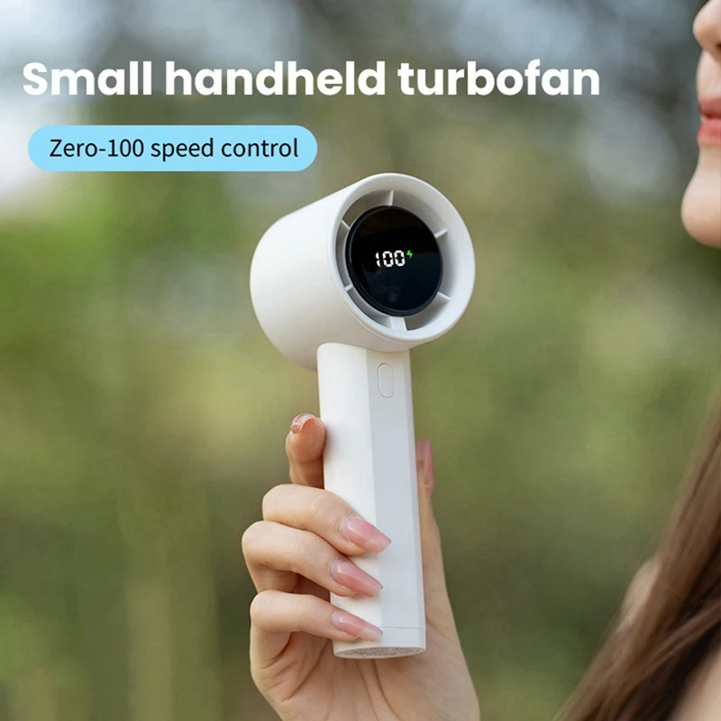 AB15-High Speed Handheld Fan Portable Small Electric Fan USB Charging High Wind Power Digital Display Desktop Fan