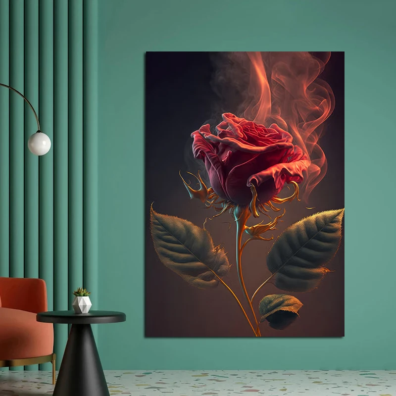 

Large Size Golden Rose Blossom Canvas Painting Abstract Posters and Prints Modern Wall Art Pictures for Living Room Home Decor