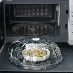 1pc Microwave Cover Transparent Reusable Food Cover With Base Anti Sputtering Anti-oil Cover Heat Resistant Kitchen Tools