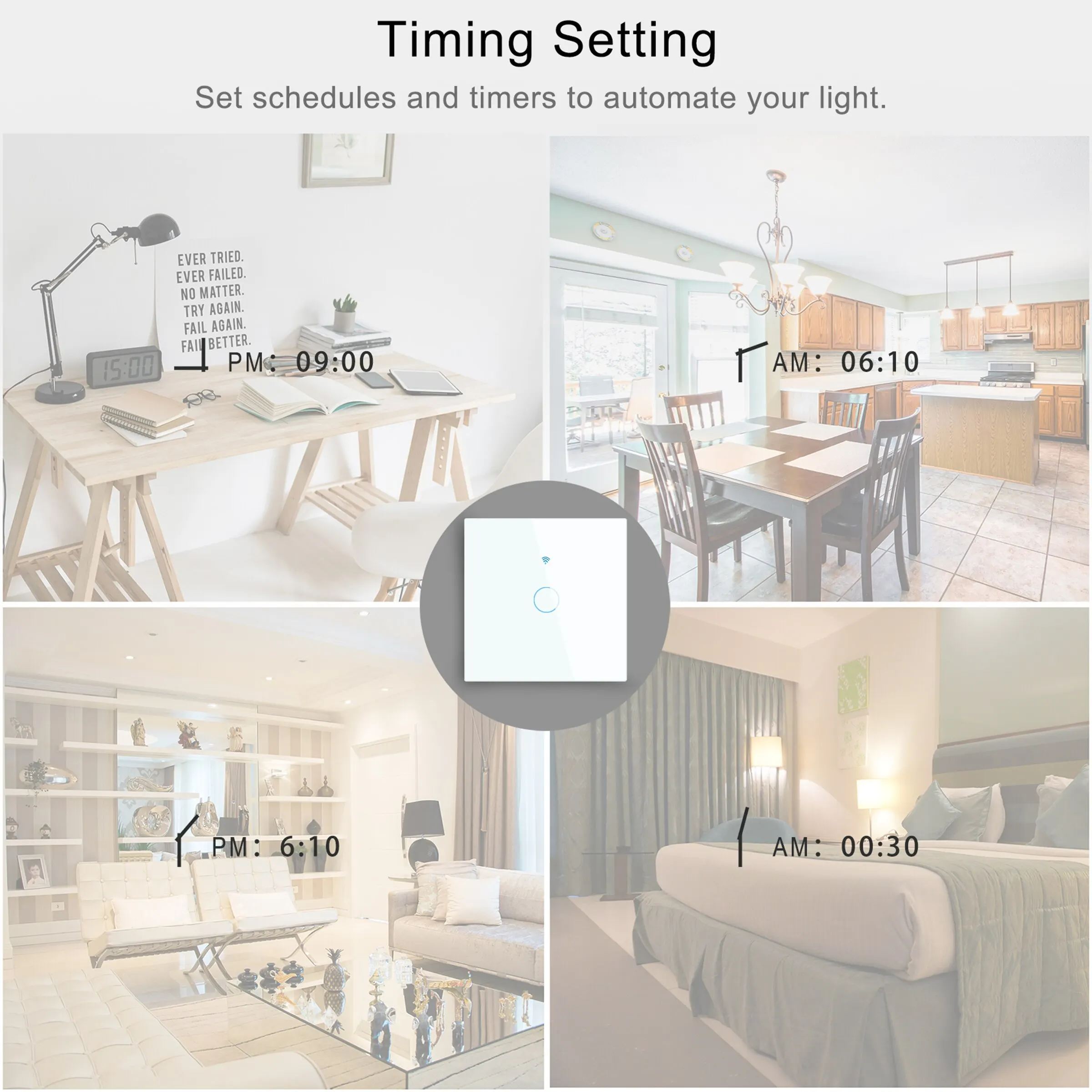 Interruptor de pared inteligente para el hogar, Panel táctil de cristal con Control remoto inalámbrico por voz, funciona con Tuya, WIFI, Alexa y Google Home, EE. UU. Y UE