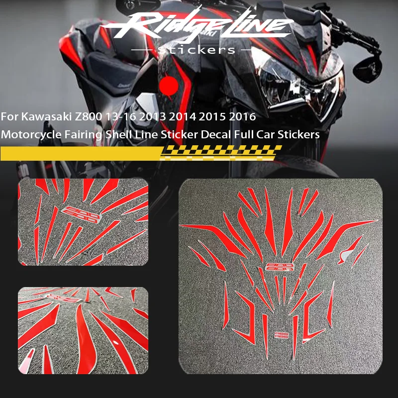 カワサキ-z800-13-16-2013-2014-2015-2016-オートバイフェアリングシェルラインステッカーデカールフル車のステッカー