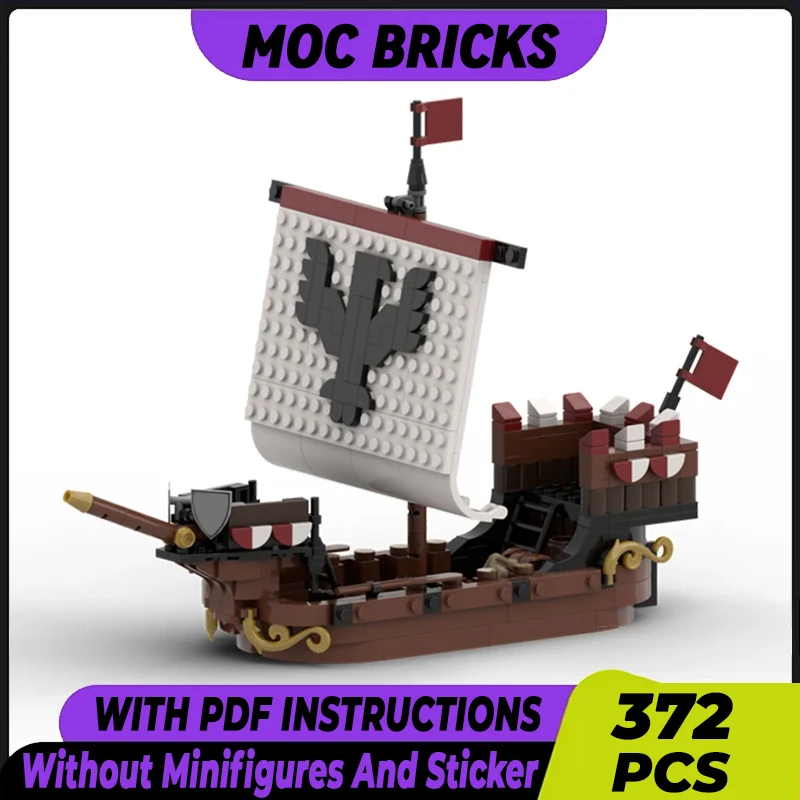 Briques de construction MOC de modèle de bateau militaire, technologie du soleil de la marine médiévale, blocs modulaires, cadeaux de jouets de Noël, ensembles de bricolage, assemblage