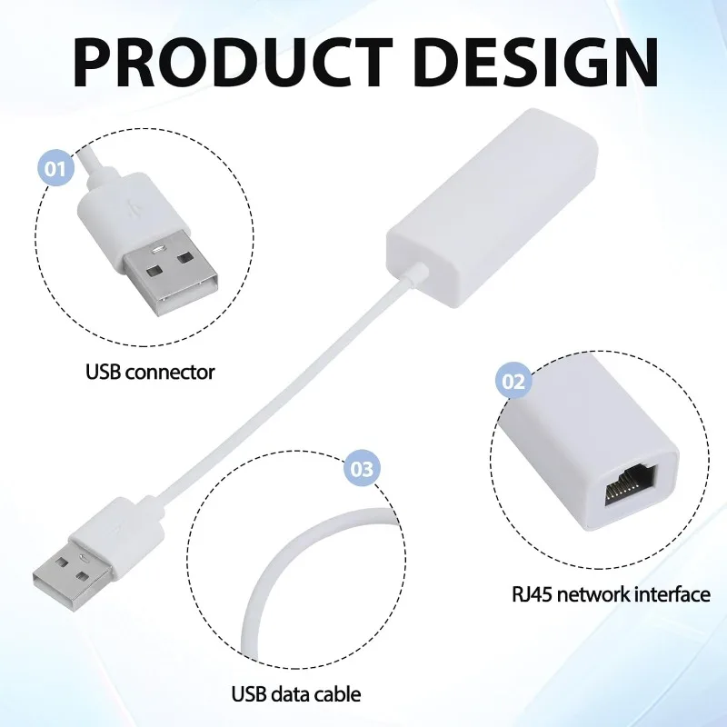 

USB To RJ45 100M Driver-Free Network Card Network Adapter, Compatible with Computers Phones and TV Boxes, USB 2.0 Adapter