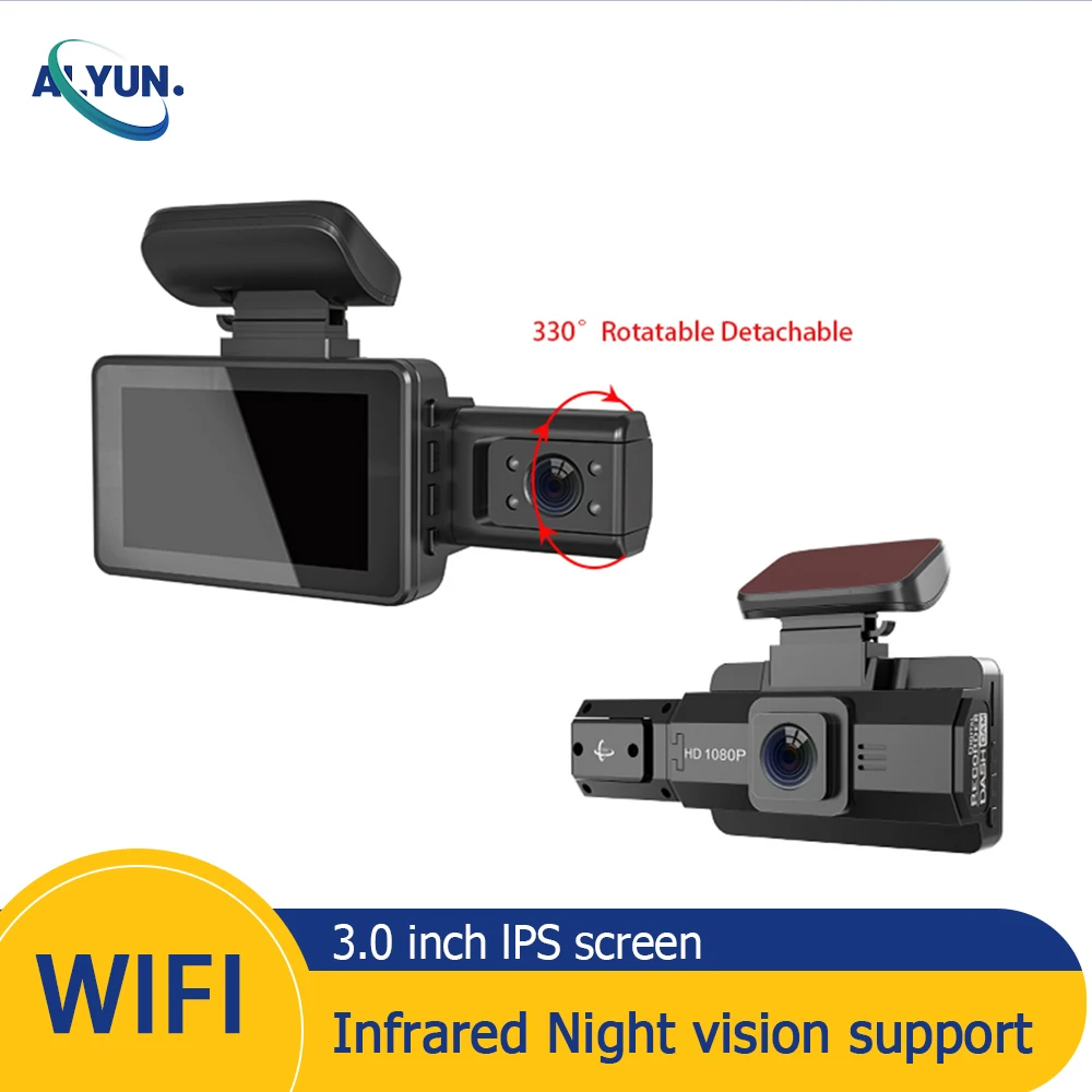 3inch Dash Cam Car DVR WIFI Full HD 1080P Inside Video Recorder Dual lens IR Camera Night Vision Black Box Vehicle Accessories