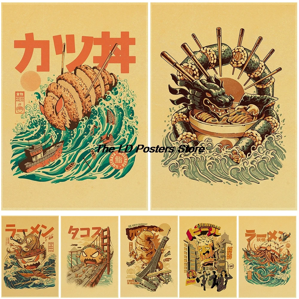 

Fear Cartoon Food Posters Nostalgia Kraft Paper Landscape Streetwear Wall Living Canvas Home Decoration Bar Poster