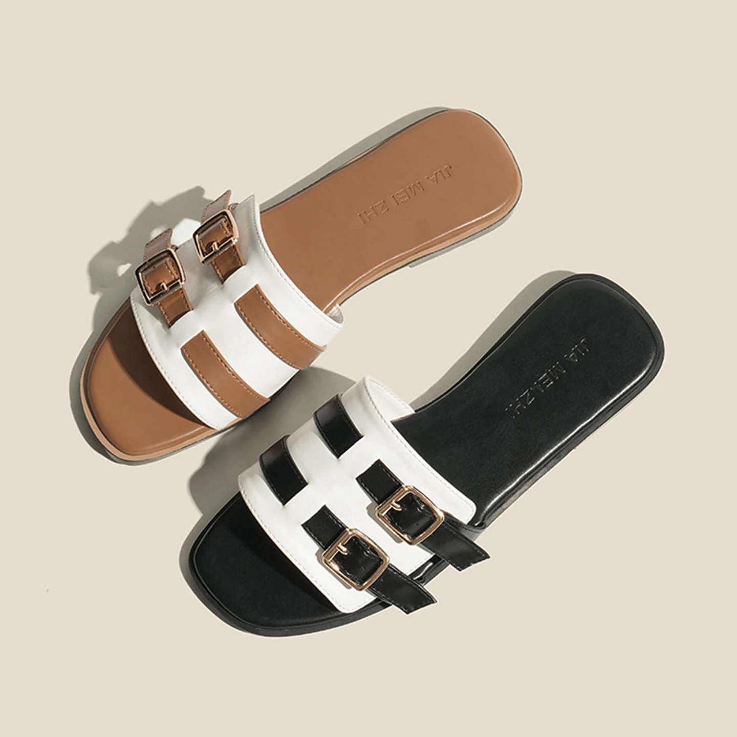 

Womens slippers summer simple elegant soft sole one-piece design anti-slip vacation travel flat-soled sandals shoes