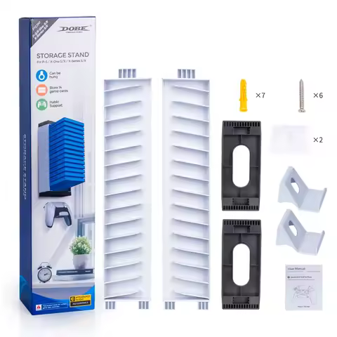 NEW For PS5 Game Card Box Storag e Stand For Playstation5/X box One Vertical Double Deck Game Case Holders Controller Wall Mount