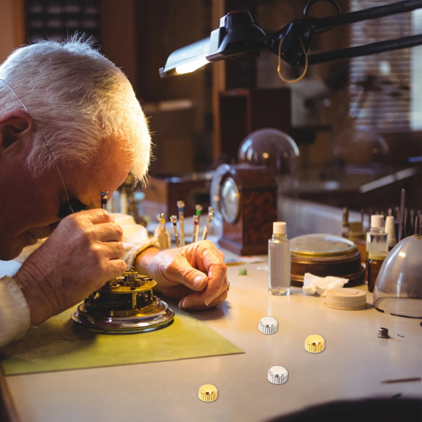 

100pcs Copper Assorted Replacement Stem Parts For Repairing Flat Watch Crown Tool Repairers Tool Watch Accessories