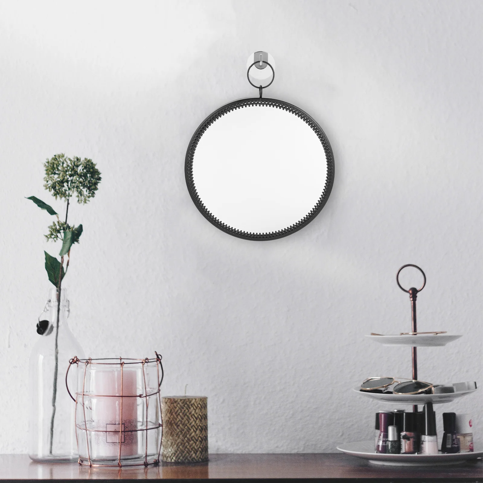 Round Hanging Makeup Mirror Wall Mirror Decoration for Bathroom Bedroom Vanity Practical Wall Glass Mirrors