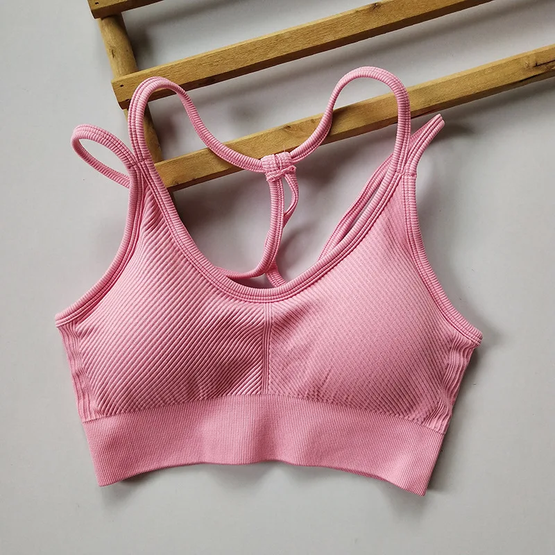 Seamless Criss Cross Back Sports Bra, Padded Yoga Bra for Women, Breathable Workout Crop Top (Multi-Pack) Ropa Para Mujer 6