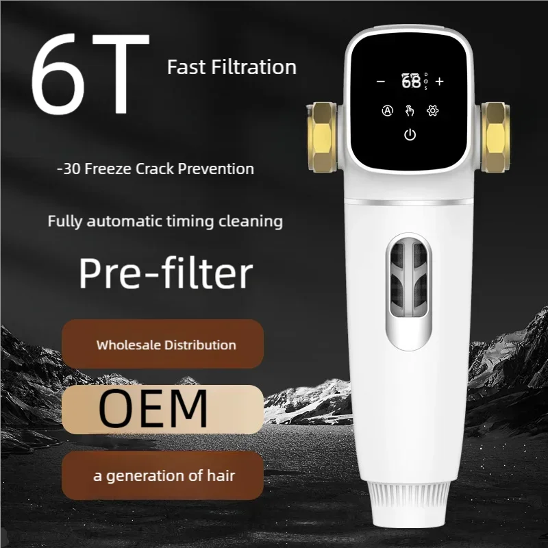 Auto Touch-Screen matic Flushing Backwash Prefilter Spin Down Sediment Water Filter Central Whole House Purifier System