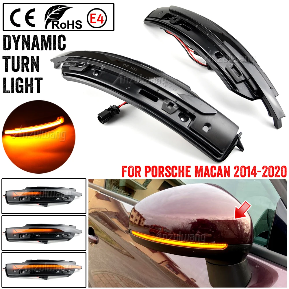 Flowing Water Rearview Side Mirror Lamp Dynamic Blinker LED Turn Signal Light For Porsche Macan 2014-2020 95B949101 95B949102