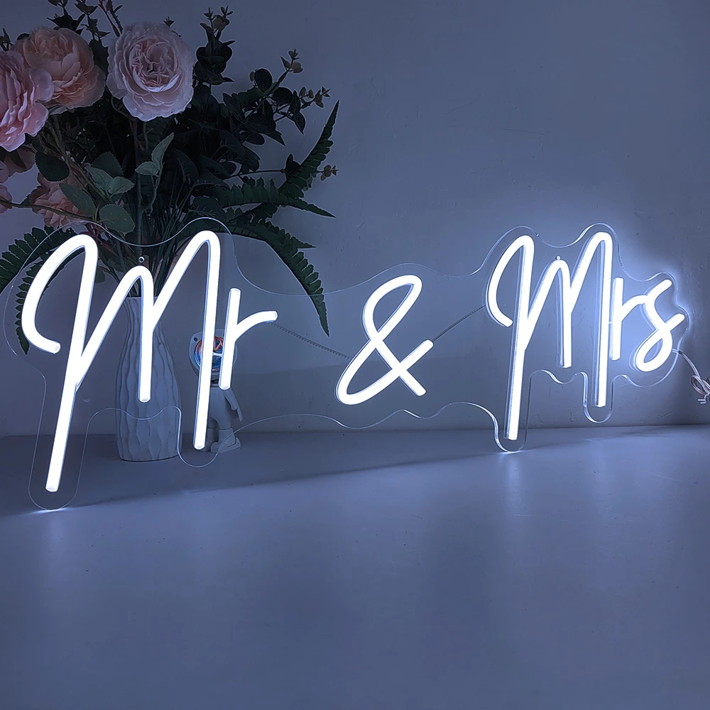 Imagem -02 - Mrs Neon Led Sign para Casamento Decoração da Parede Noivado Dia dos Namorados Decoração do Partido mr &