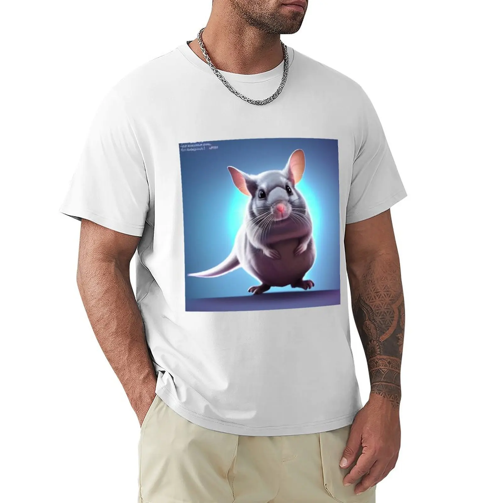 Cute Glowing Chinchilla T-Shirt customizeds cute tops anime Men's cotton t-shirt