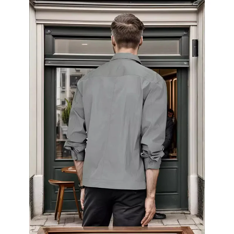 Products in Stock New Spring and Autumn Menswear Thin Coat Simple Solid Color Men's Versatile Commuting Shirt Coat