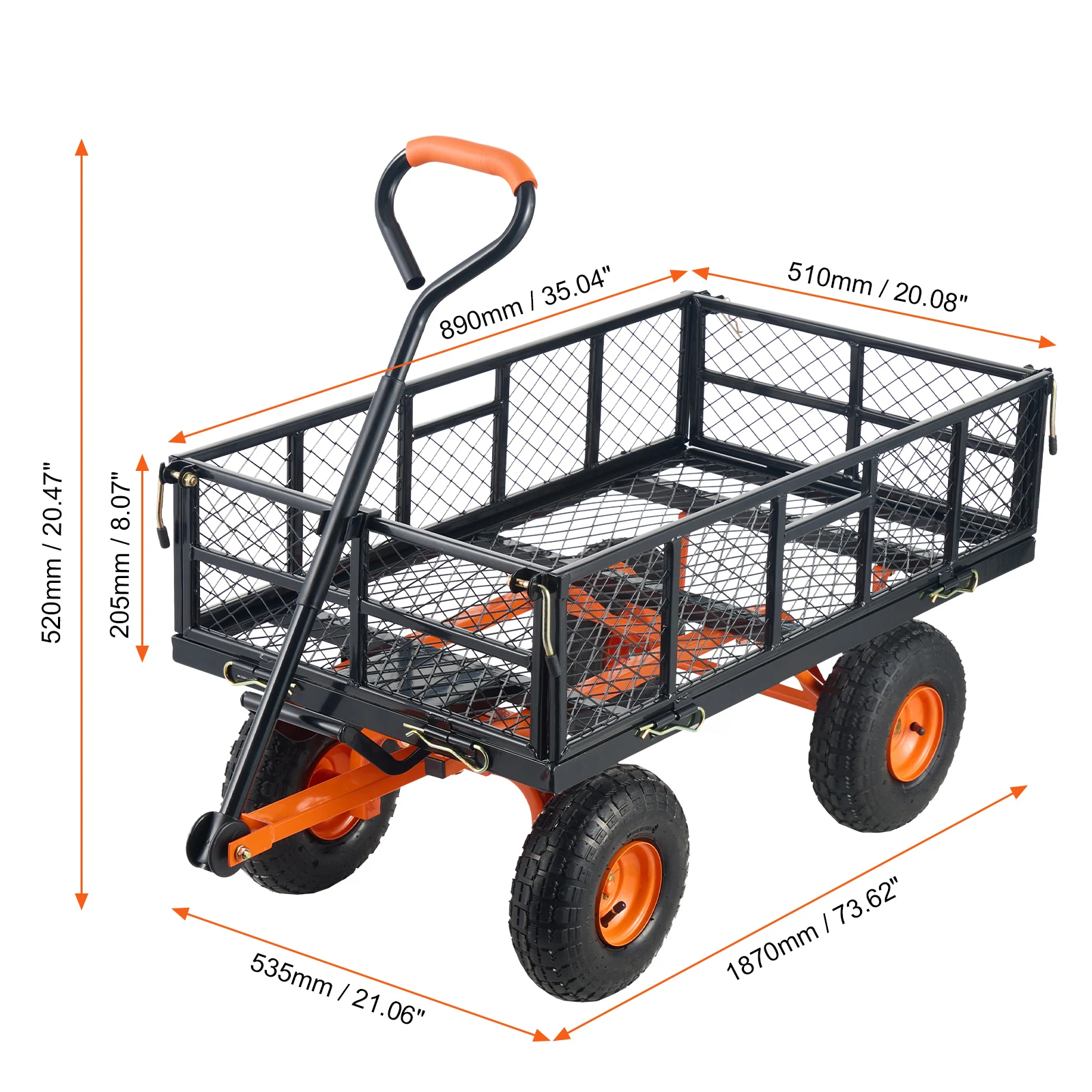 SucceBuy Tuinwagen Stevige metalen gereedschapswagen met eenvoudige montage Veelzijdige dumpwagen Kruiwagen met een capaciteit van 400/880 lbs