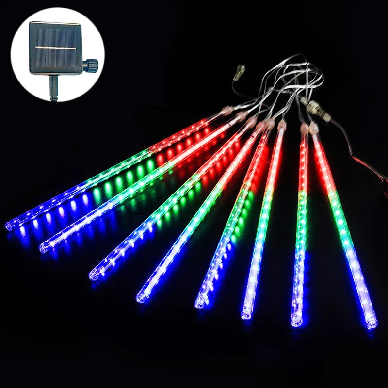 

Solar Outdoor LED Meteor Shower Lights Falling Rain Drop Fairy String Light for Christmas Party Garden Holiday Decorations