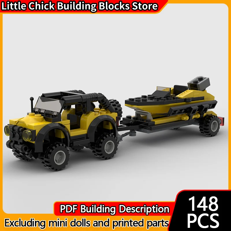 

Модель городской автомобиль MOC, строительные кирпичи, внедорожник и прицеп, модульная технология, детские праздничные подарки, сборные игрушки, костюм