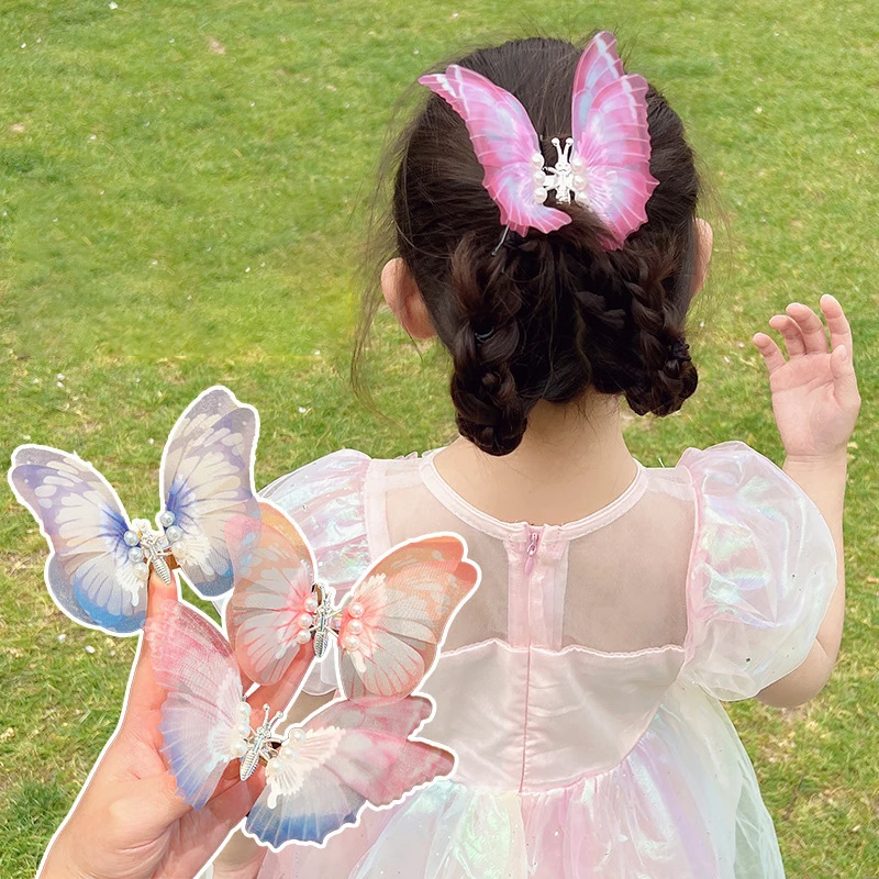 Beautiful Moving Wings Pearl Big Butterfly Hair Claw Clip For Girls Sweet Hair Decoration Hairpin Kids Lovely Hair Accessories