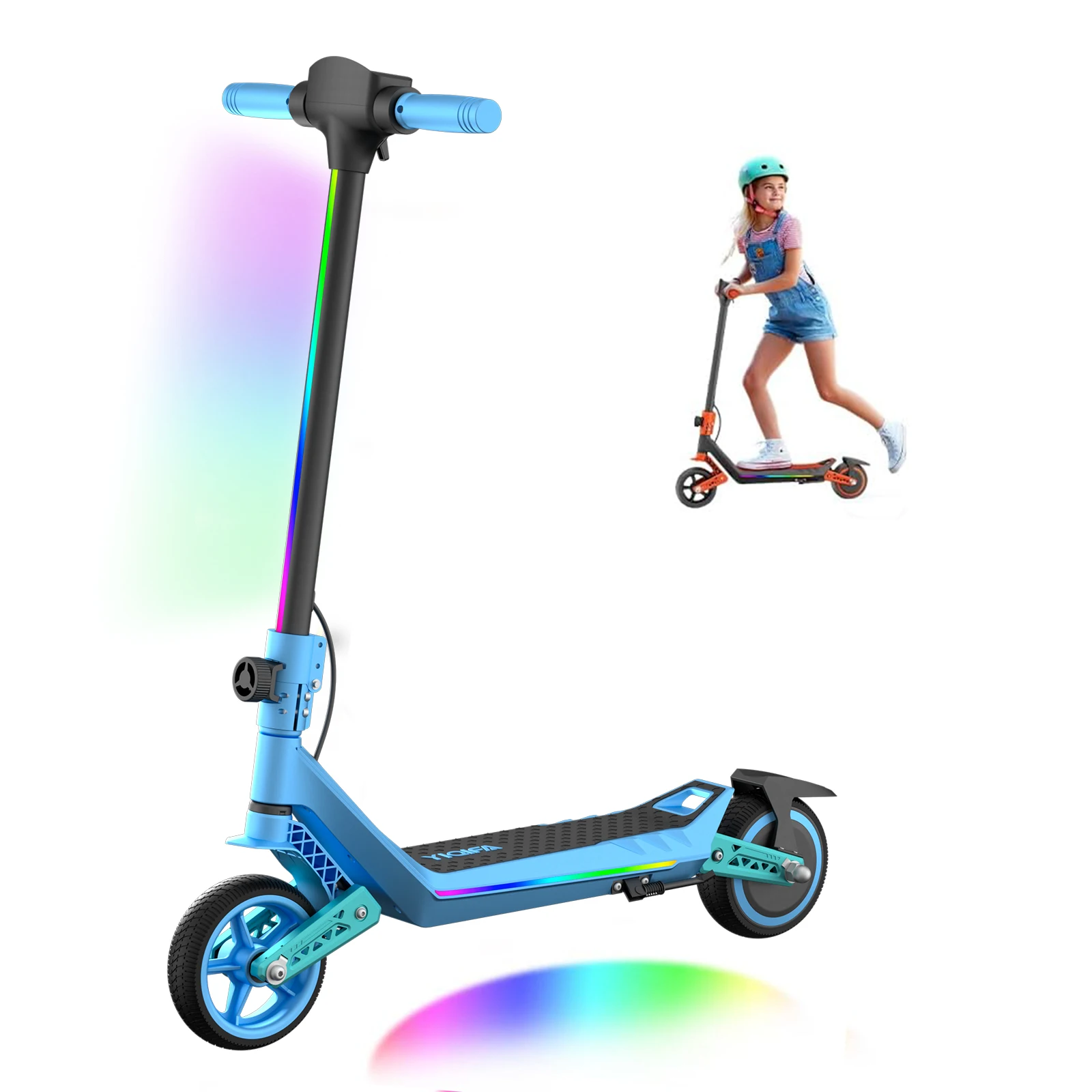 U8 elektrische scooter voor tieners, 130 W motor, 16 km/u, dubbele schokdemper, bereik van 10 km, airless banden, LED-verlichting, voor buitenplezier