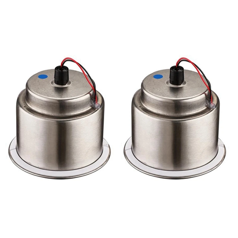 2X LED Light Drink Holder LED Recessed Stainless Steel Cup Drink Holder Cup Shape For Car Marine Boat