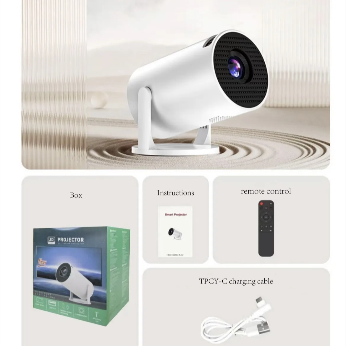 HY300 Mini Portable Projector, Wireless Screen Mirroring Supported 1080P Home Theater Mini Video Projector Y200